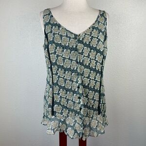 Tapemeasure Silk Sleeveless Button Down Blouse Top Size 10 EUC